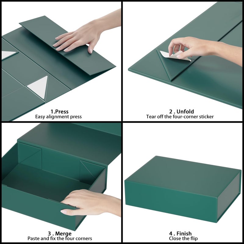 ROSTELACK Green Gift Box 11.9" x 8.5" x 3.3" with Magnetic Closure Lid Gifts Boxe for Presents,Bridesmaid Gift Boxes,Cute Box,Birthday Gifts Boxe,Luxury for Gift Packaging, Magnetic Gifts Boxes for Wrapping Gift - Image 3